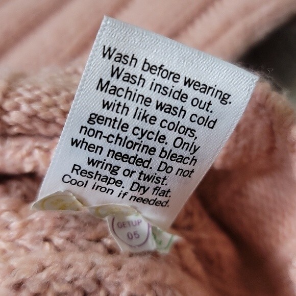 Oversized Turtleneck Knit Sweater Pink with Blue Stripe/Juniors Size XS - Picture 7 of 7